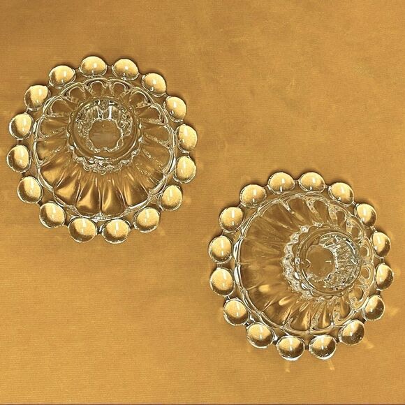 Vintage Anchor Hocking Clear Glass Berwick- Boopie Candlestick Set - Picture 5 of 15